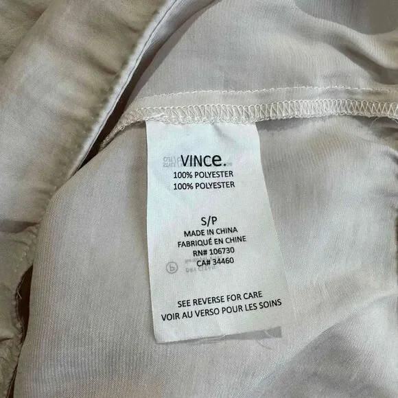 Vince Cream Short Sleeve Draped Blouse Small Preppy Transitional Basic Neutral - Picture 11 of 14